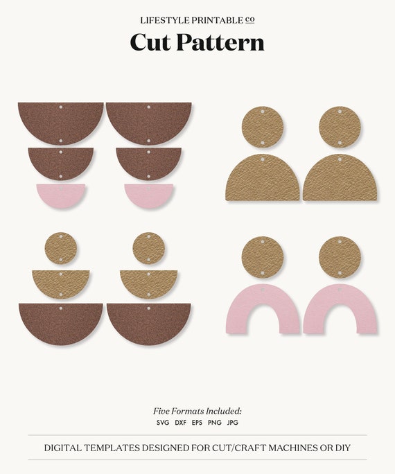 Earrings SVG | Three parts earrings template SVG, Leather Earrings, Clay Earring Template, Silhouette Cut Files, Cricut Cut Files