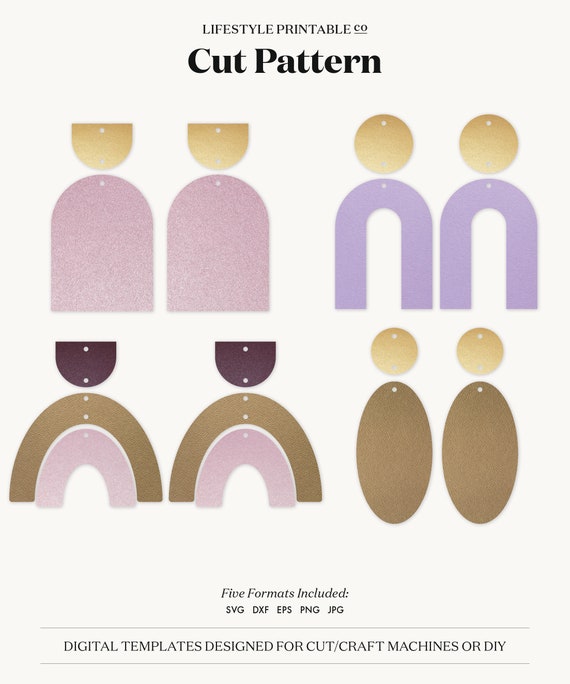 Download Earrings Svg Rainbow Earrings Template Svg Leather Etsy