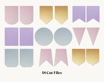 Banners SVG Bunting Pennant SVG Template Cut File, Curved SVG, Layered Birthday Banners Cutting File, Cricut Cut Files, Silhouette