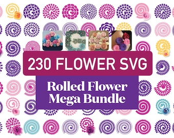 230 Rolled Flowers SVG, 3D Flower Template, Rolled Paper Flower SVG, Paper Flowers Template Silhouette and Cricut Cut Files