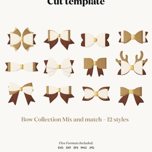 Bow Bundle SVG, Hair Bow Template, Bow Collection SVG, Felt Bow SVG, Hair Bow Silhouette, Cricut Cut Files