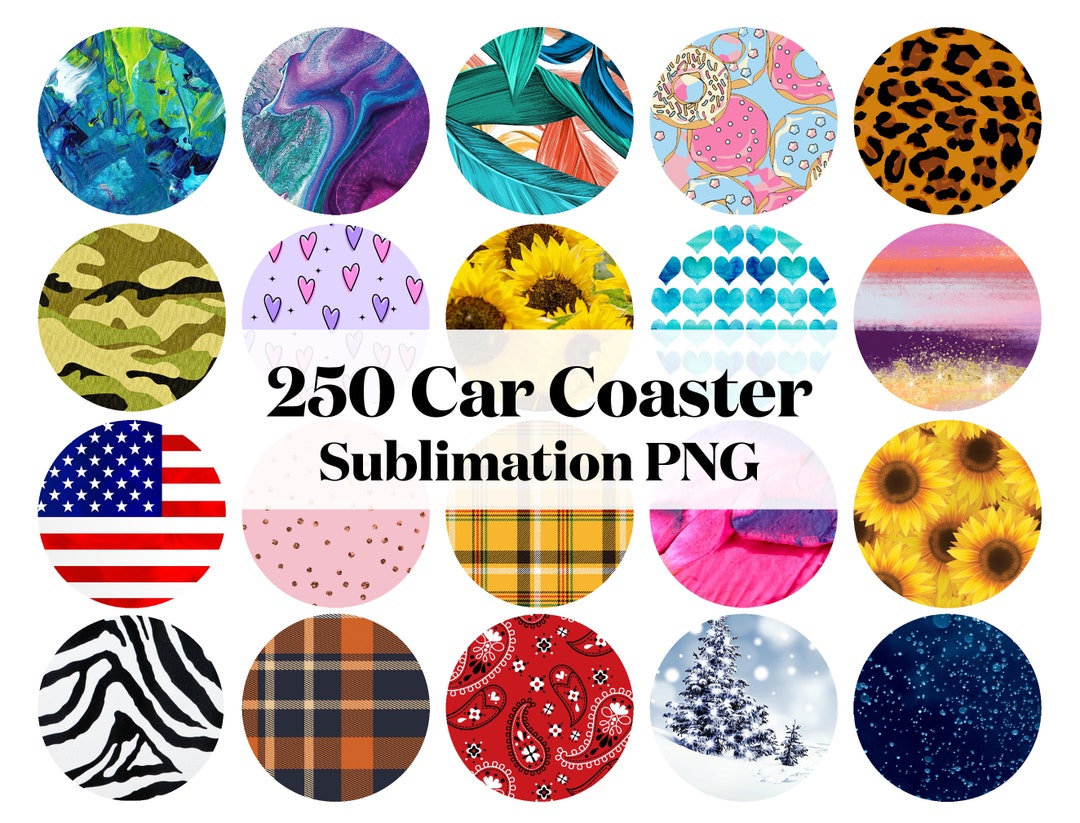 Bundles 100 PNG Car Coasters Designs for Sublimation, UV Printing, Car  Coaster Digital Designs Bundles – VinaFrog