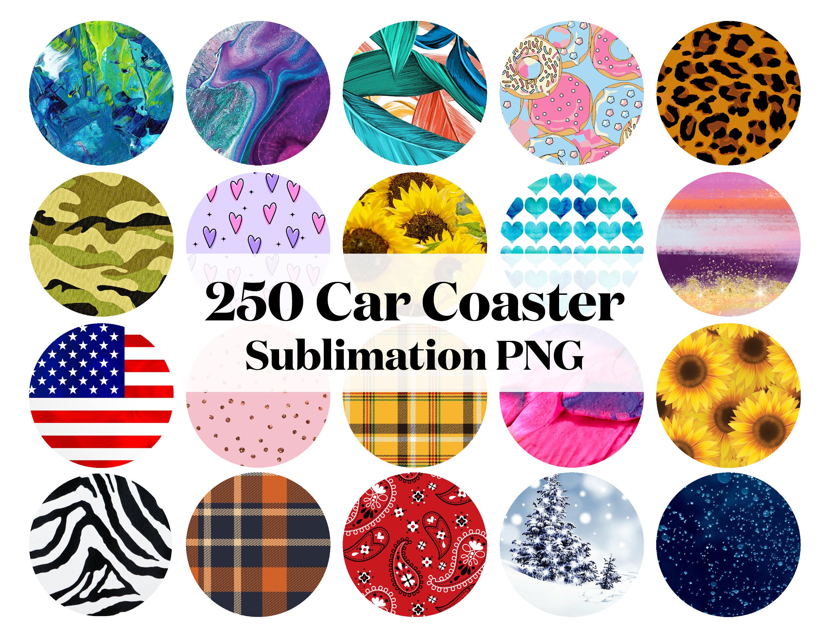 Plaid fabric Car Coaster Blanks Sublimation PNG