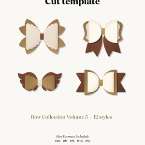 Puede incluir: Una plantilla de archivo de corte digital para crear 12 estilos diferentes de lazos. La plantilla incluye cinco formatos de archivo: SVG, DXF, EPS, PNG y JPG. La plantilla est&aacute; dise&ntilde;ada para usar con m&aacute;quinas de corte/artesan&iacute;a o para proyectos de bricolaje.