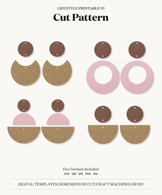 Download Earrings Svg Three Parts Earrings Template Svg Leather Etsy