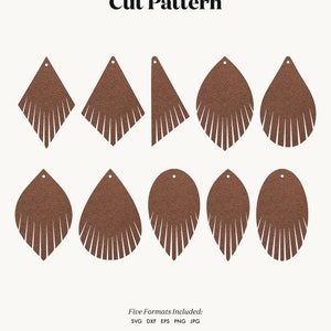 Fringe Earrings SVG | Teardrop Earrings SVG, Leather Earrings, Fringed Earrings SVG, Template, Silhouette Cut Files, Cricut Cut Files