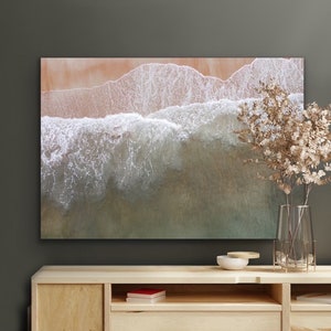 Framed Aerial Ocean Print – Coastal Wall Art, Beach Photography, Minimalist Home Decor