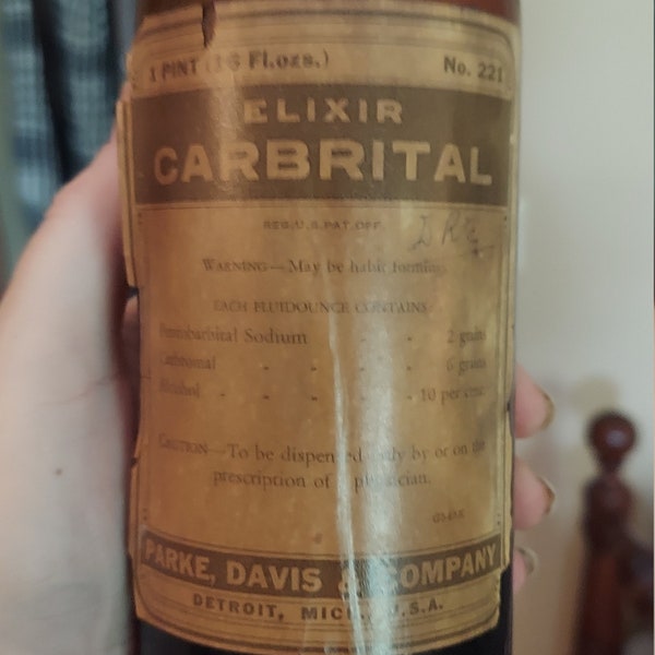 Rare, Vintage "Carbrital" Pentobarbital Elixir Bottle