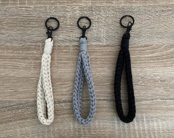 Crochet Keychain | Wristlet | Lanyard - Black Metal