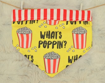 Snoopy with Popcorn Slip Through Collar No Tie Pet Bandana