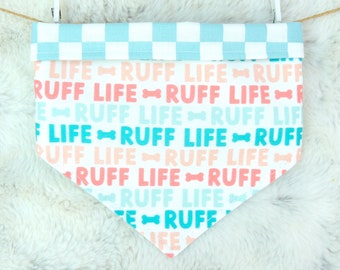 Ruff Life Dog Bandana, reversible pet scarf with snaps