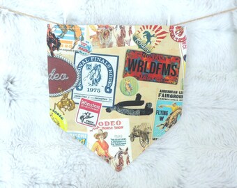 Rodeo Dog Bandana, reversible pet scarf with snaps