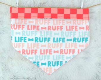Ruff Life Dog Bandana, reversible pet scarf with snaps