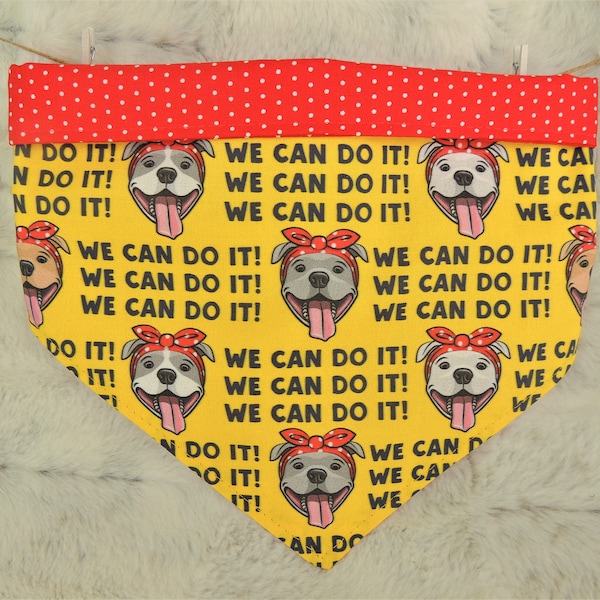 Rosie Pit Bull Dog Bandana, reversible dog bandana, dog scarf