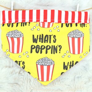 Popcorn Dog Bandana, reversible pet scarf with snaps