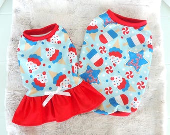 4th of July Tank Top or Dress for Dog, Patriotic outfit for pet