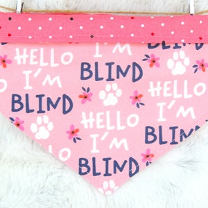 Blind Dog Bandana, reversible pet scarf with snaps