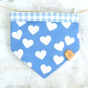 Blue Hearts Dog Bandana, Valentine&#39;s Day, reversible pet bandana, dog scarf