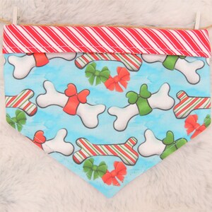 Holiday Dog Bandana, reversible pet scarf with snaps