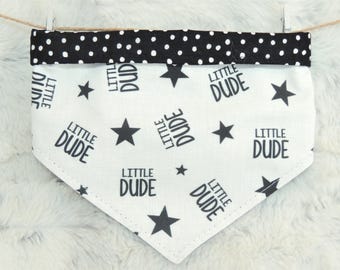 Little Dude Dog Bandana, reversible pet scarf with snaps