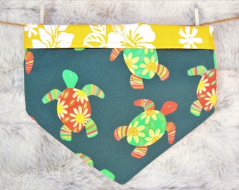 Hawaiian Sea Turtle Dog Bandana, reversible pet bandana, dog bandana, dog scarf