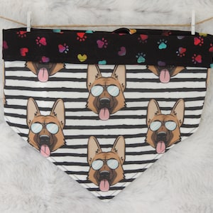German Shepherd Dog Bandana, reversible pet scarf with snaps