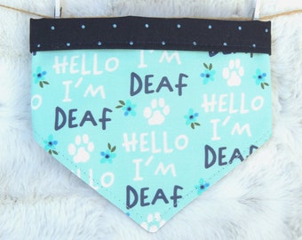 Deaf Dog Bandana, reversible pet bandana, dog scarf, dog cat bandana