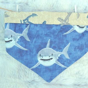 Shark Dog Bandana, reversible pet scarf with snaps