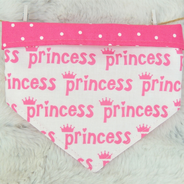 Princess Dog Bandana, reversible pet bandana, dog cat bandana, dog scarf