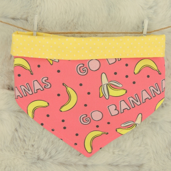 Bananas Dog Bandana, reversible pet bandana, dog bandana, dog scarf