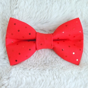 Red Sparkle Dog Bow Tie, Christmas bow tie, dog bow