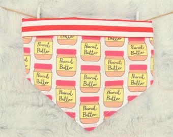 Peanut Butter Dog Bandana, reversible pet scarf with snaps