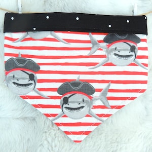 Pirate Shark Bandana, reversible pet bandana, dog cat bandana, dog scarf