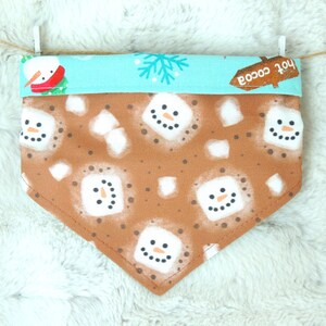 Winter Snowman Dog Bandana, reversible pet scarf with snaps