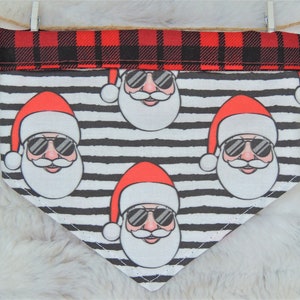 Santa Dog Bandana, reversible pet scarf with snaps