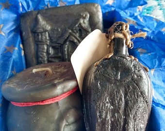 Fireball Cottage Gift Box - Black Cat-a-Tonic potion, bar soap, and scented cauldron candle