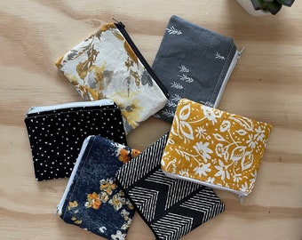 Mini Zipper Pouch, Fabric Wallet, Minimalist Wallet, Money Pouch, Zipper Bag, Coin Pouch, Small Essentials Pouch