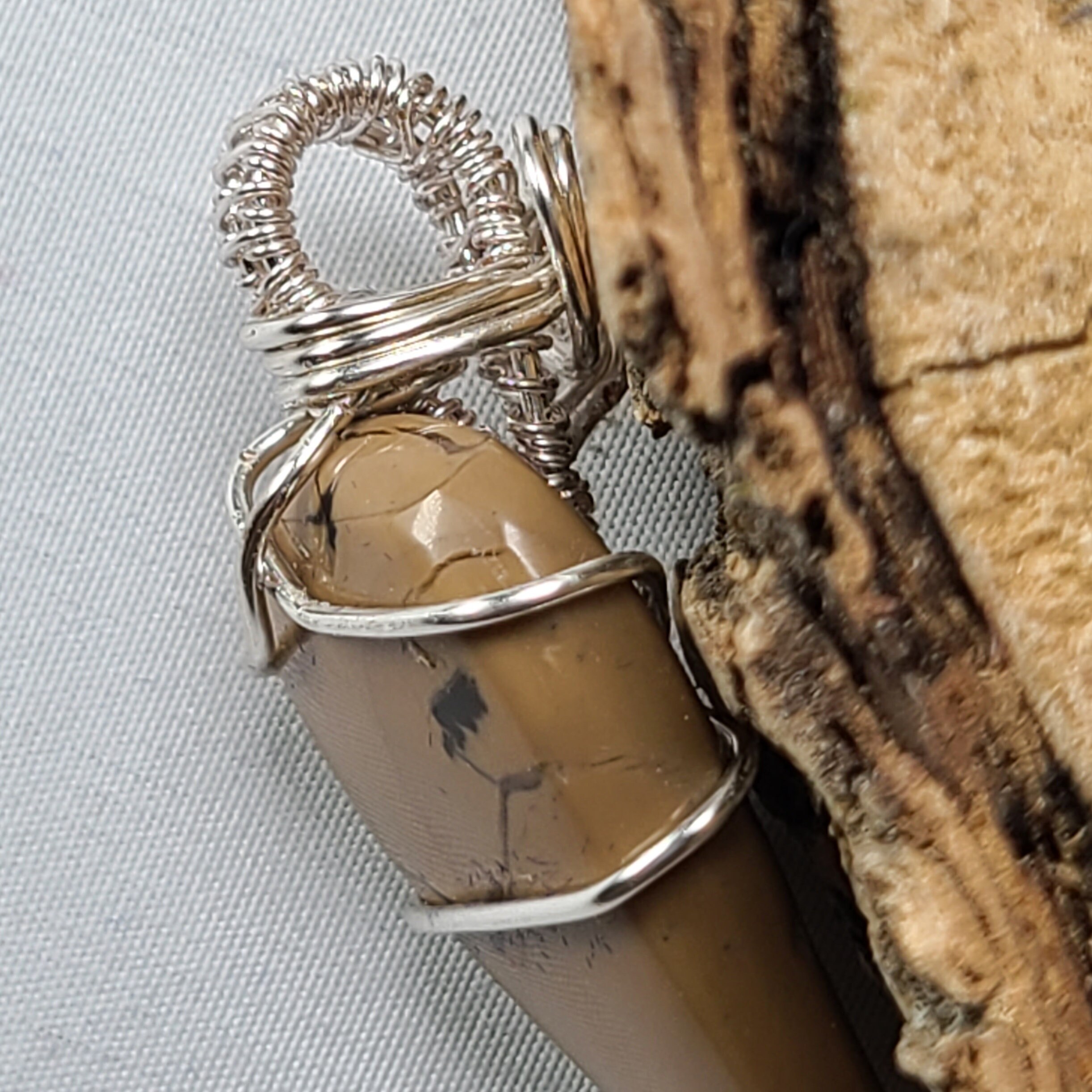Pendentif En Jaspe Brun Naturel - Argent 925 - Référence JASN20 - Neuf Sans Emballage