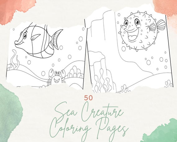 50 PAGE Sea Creature coloring pages