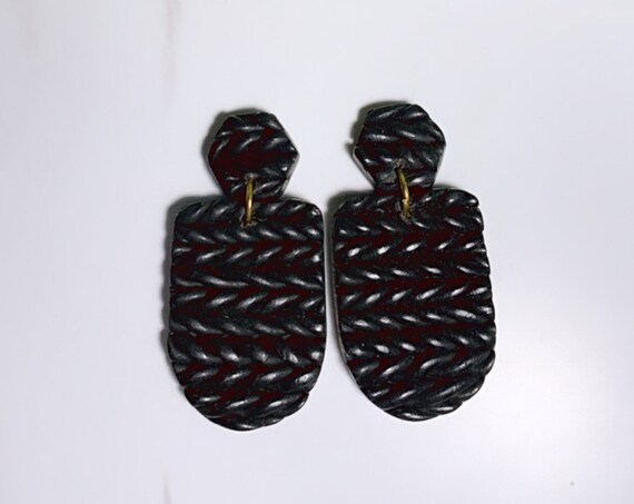 Shadow Collection knit Statement Earrings stud dangle made to order Custom plants plant lady bold unique ooak