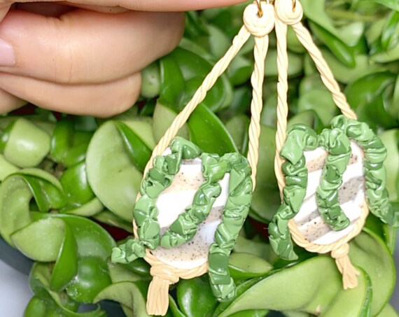 Oasis Collection Hoya compacta Statement Earrings hook stud dangle made to order granite plants plant lady bold unique ooak