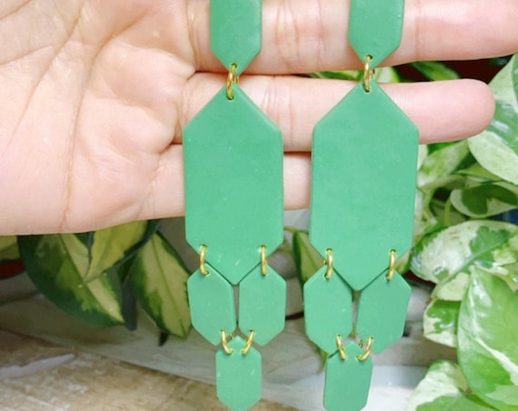 Olive Moroccan Chandelier Statement Earring gold