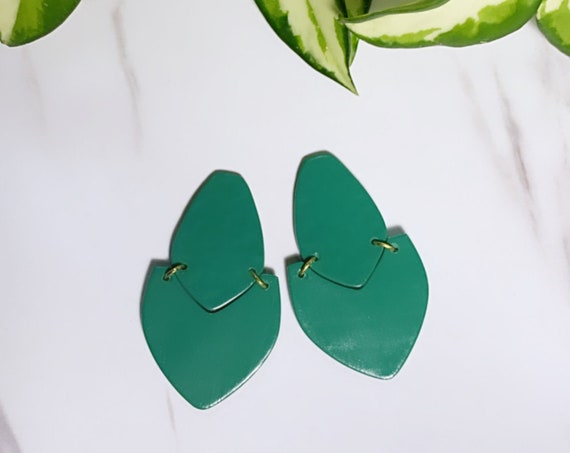 Not So Plain Jane Collection Emerald teal stud  Statement Earrings Clay Jewelry Green