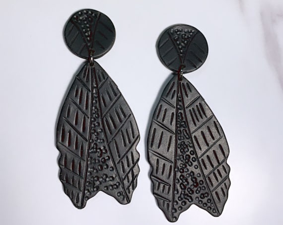 Shadow Collection Arrowhead Statement Earrings stud dangle made to order Custom plants plant lady bold unique ooak