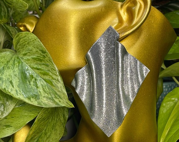Draped in the Glam Glitter Statement Earrings Clay Handcrafted Silver Dangles draped wave gold