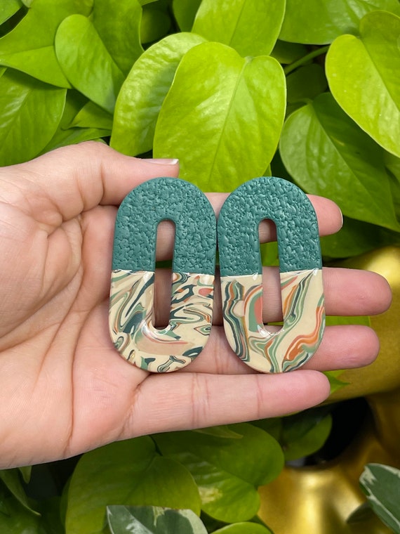 Resort Dream Collection Oversized Mega Statement Earrings Clay Jewelry Lightweight Unique Vintage Look