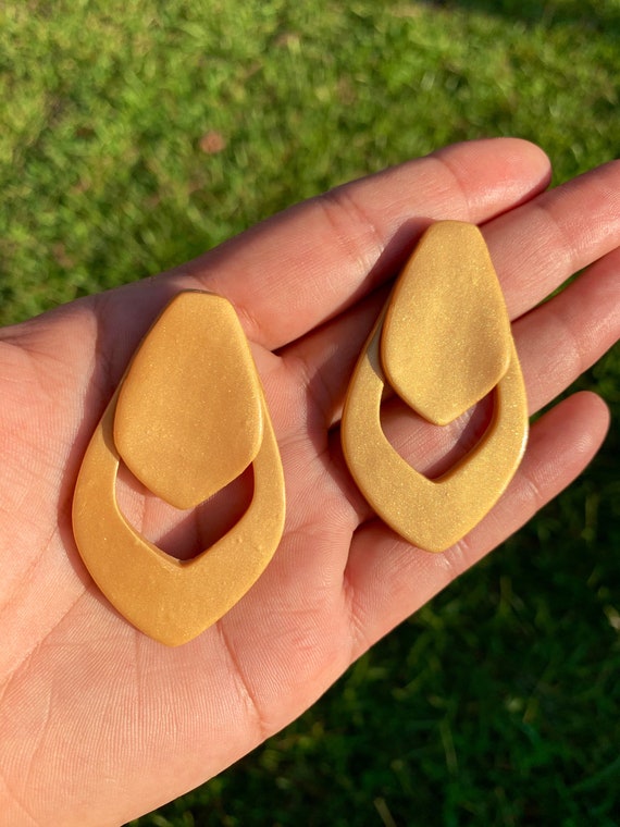 Young in Gold Statement Earrings Clay
