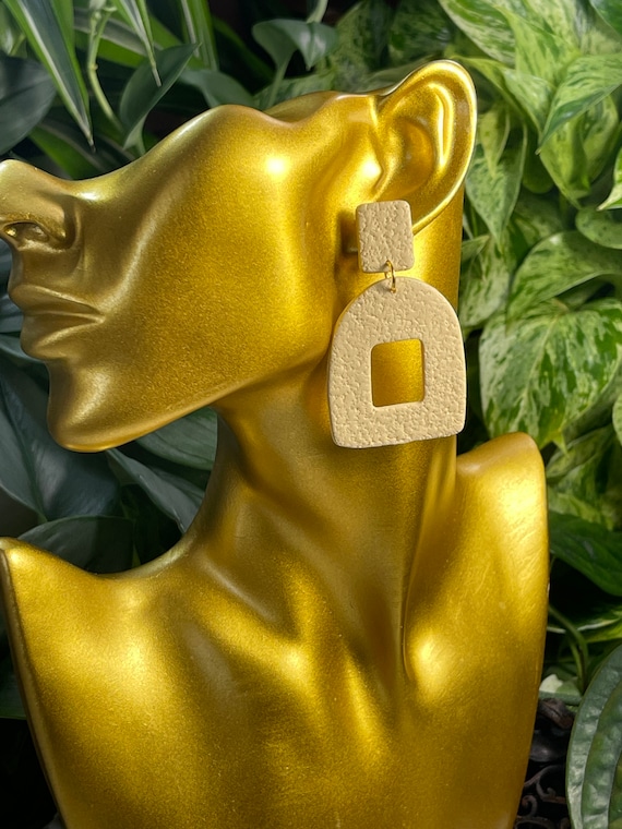 Not So Plain Jane Open Window Collection Statement Earrings Clay Jewelry French Vanilla Cream