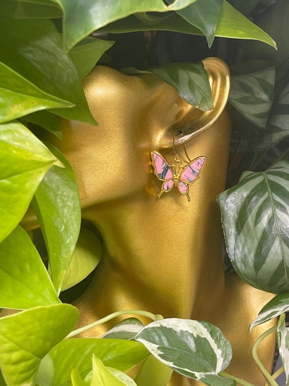 Framed Butterflies Dainty Small Hooks Drop Collection Statement Hunter Green Earrings Clay Jewelry