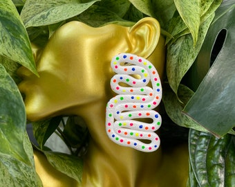 Twisted Collection Statement Earrings Clay Jewelry Lightweight  neon dots white Unique gold hypoallergenic